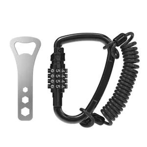 UP Security 콤비네이션 락 야외 카라비너 튼튼한 D링 대형 잠금 카라비너 클립 1.4m(4피트) 접이식 케이블