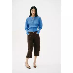 zara 자라 아코디언 슬리브 니트 재킷 - 라이트 블루