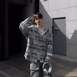 빈티지 남사친 나염 후드 아우터 체크 셔츠 상의 마이너 원픽5