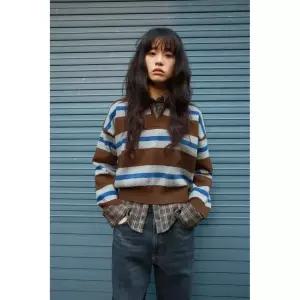 zara 자라 스트라이프 니트 폴로 - 멀티컬러