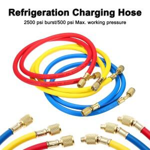 AC 충전 호스 튜브 키트 냉매 에어컨 매니폴드 게이지 저손실 피팅 R134A R12 R22 R502