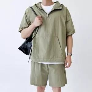 아노락 남자 트레이닝 세트 운동복 후드 여름 셋업