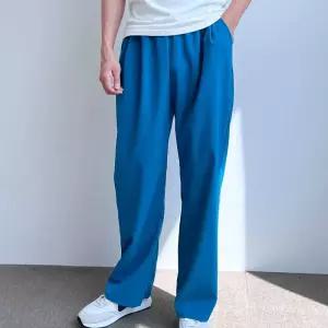 남자 린넨 와이드 팬츠 캐주얼 편한 일자핏 밴딩 바지 OWl9+5Spz