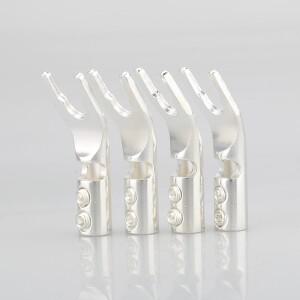 Audi 호환ocrast 순수 구리 실버 도금 스페이드 플러그 스피커 케이블 와이어 커넥터 HiFi 포크