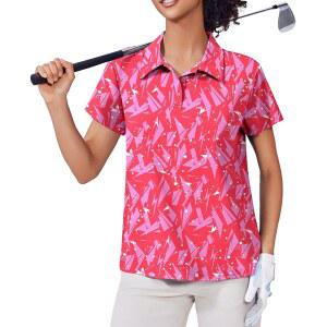 핀스파크 여성 골프 셔츠 UPF 50 반팔 테니스 상의 3버튼 운동화 티셔츠 칼라