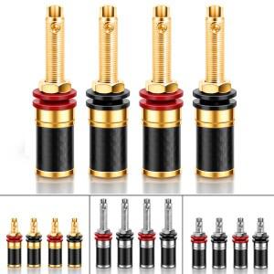 HIFI 4Pcs 골드/로듐 도금 구리 스피커 바인딩 포스트 여성 바나나 커넥터 오디오 앰프 플러그 소켓 터미널