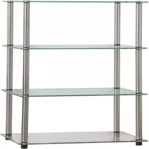 편의 개념 디자인2Go 클래식 유리 4단 타워 17.75인치 거실용 모던 미디어 스테인리스 스틸 책장 가족실