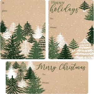 크리스마스 선물 태그 스티커 에버그린 포레스트 디자인의 셀프 접착 홀리데이 포장 42개의 필 앤 스틱