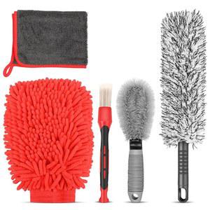 프레시바 5PCS 자동차 바퀴 및 타이어 브러시 키트 - 청소 키트, 휠 클리너 브러시, 부드러운 브리스티드 림 건조 타월, 디테일 청소용 세척 공급 내부 외륜용