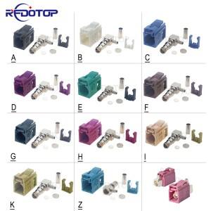 1Pcs  Fakra A B C D E F G H I K Z RG316 RG174 케이블 용 압착 직각 커넥터 자동차 라디오 FM GPS 안테나