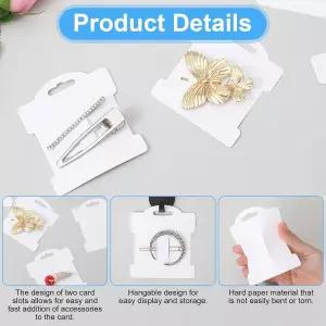 헤어 클립 디스플레이 카드 100개 3.5×3.1인치 배럿 주얼리 활 홀더 액세서리용 직사각형 종이 판지 정리