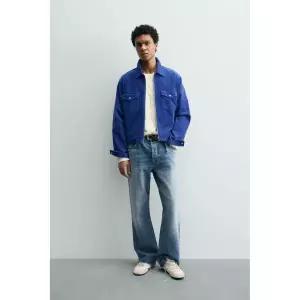 zara 자라 코듀로이 지퍼 오버셔츠 - 블루이시