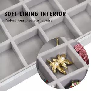 시벳 주얼리 트레이 정리함 48 그리드 디스플레이 투명 뚜껑 고리 귀걸이 목걸이 펜던트 상자 여성 및