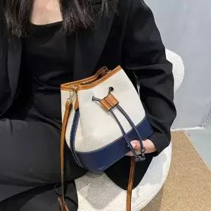 (색상 단일)크로스 여성 버킷백 복조리 미니 배색 숄더 가방