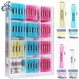 80/130/220/350피스 방수 씰 열 수축 버트 커넥터 전기 와이어 스플 라이스 케이블 압착 단자 키트