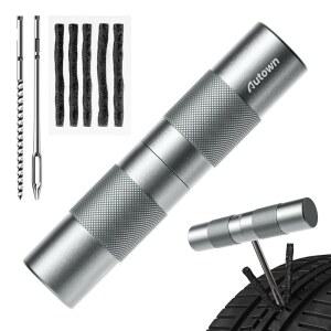 플러그가 있는 오토다운 컴팩트 타이어 수리 키트, 펑크 및 플러그 플랫 - 오토바이, 자동차, ATV, UTV, 산악 자전거 등을 위한 캡슐 스타일 키트