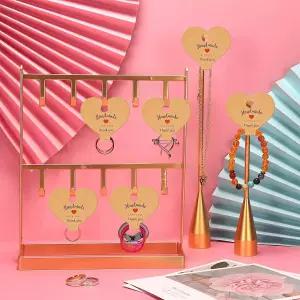 레스날라 245pcs 하트 모양 주얼리 걸이 디스플레이 카드 자체 부착형 쇼 카드스톡 반지 열쇠고리 목걸이