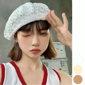 빵모자 베레모 니트 펀칭 디테일 여름모자 여자