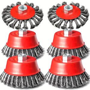 4인치 와이어 휠 컵 브러시 세트 (그라인더용) - 볼 & 선박 플레이트 타입 윈치 광택 및 녹 제거
