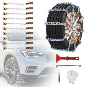 SUV 망간 강철 타이어 체인을 위한 자동차용 10Pcs Qoosea 스노우 체인, 내구성 케이블을 헤비 듀티 유니버설 미끄럼 방지 체인