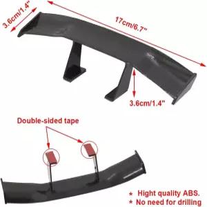 복윈 2Pcs 유니버설 카 미니 스포일러 윙 오토 테일 카본 섬유 텍스처 장식 천공 없음 길이 6.7인치(블랙)