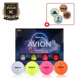 볼빅 아비온 칼라 골프공 1더즌 (12구) + 카지노칩 볼마커 1세트