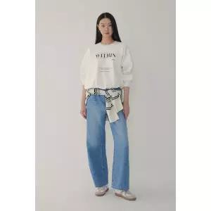 [VOV](마산점) 보브 레터링 플리츠 밴딩 헴 맨투맨 (7116140201)