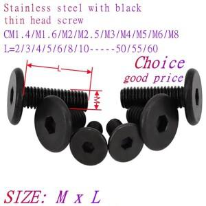 5pcs-50pcs M1.4 ~ M10 CM 검정색 304 스테인레스 스틸 육각 소켓 초박형 초저 플랫 알렌 캡 헤드 나사 볼