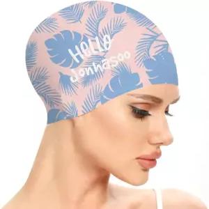 존하수 수영모 여성용 긴 머리용 실리콘 꽃 프린트
