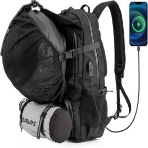 오머스 모터사이클 백팩 50L 방수 1680D 옥스포드 패브릭 확장 가능 헬멧 리플렉티브 스트랩 USB 대용량