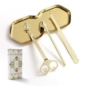 PATOISE 4 스너퍼, 세트, 애호가에게 액세서리 윅 제품 완벽한 1 스쿱, in 캔들 트레이, 골드 보관 트리머,