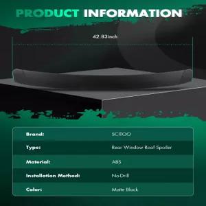 2014-2019 토요타 코롤라 4도어 세단 XLE 외장 액세서리 스타일링 키트용 SCITOO ABS 블랙 리어 윈도우 탑
