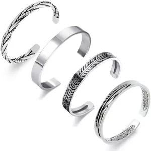 RIOOSO 4PCS 남성용 커프 팔찌 패턴 트위스트 오픈