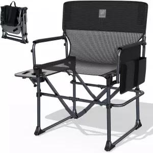 사이드 테이블이 있는 에버 어드밴스드 캠핑 디렉터 의자 컴팩트한 크기의 휴대용 접이식 통기성 및 퀵