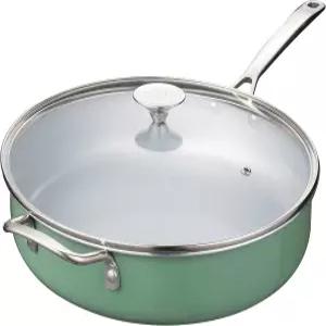 뚜껑이 있는 논스틱 소테 팬 5QT 딥 프라이팬 스테인리스 스틸 헬퍼 손잡이 한 요리를 위한 12인치 대형