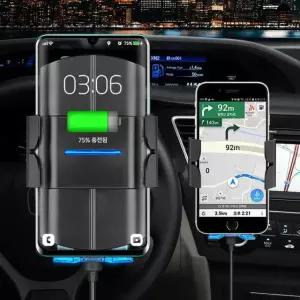 듀얼고속 무선충전 거치대 차량용충전기 차량 핸드폰