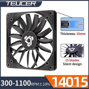 Teucer UT-14015 14cm 초박형 섀시 팬 12V/4Pin PWM 300-1100 RPM 저소음 MFBD 15mm Thinckness PC 케이스
