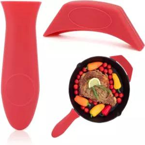 주철 손잡이 커버 실리콘 냄비 홀더 2PCS 프라이팬 내열 핫 핸들 프라이팬용 손잡이용 핸즈리스 슬리브