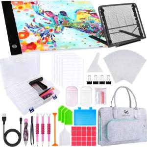 PP OPOUNT 170 PCS A4 다이아몬드 페인팅 라이트 패드 키트 보드가 있는 아트 액세서리 80 그리드 상자 및