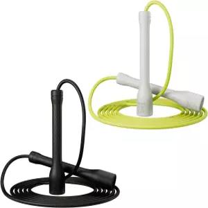 MOGOLD 운동 줄넘기 5mm PVC 파편 방지 손잡이로 길이 조절 가능 초보자 및 고급 운동선수 피트니스 유산소