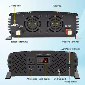 TVNIKD 2500와트 자동차 파워 인버터 12V ~ 110V / 120V RV 세미 트럭 차량용 컨버터 및 3개의 AC 콘센트와