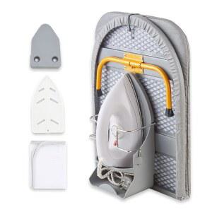 접이식 다림질 다리미 벽걸이 테이블탑 35인치 보드, 공간 소형 및 홀더 13인치 절약, 회색