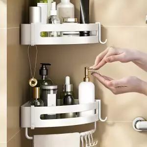 욕실 보관을위한 흰색 스토리지 랙 1 조각 파티션 벽 마운트 삼각형 사각형 액세서리