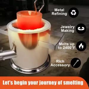 초보자용 넬리로 3KG 프로판 제련로 키트 - 도가니 집게 및 불 벽돌이 포함된 사용하기 쉬운 휴대용 금속