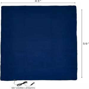 온열 담요 - 자동차 트럭 SUV 또는 RV용 12볼트 전기 캠핑 여행용 휴대용 겨울용 액세서리 (네이비)