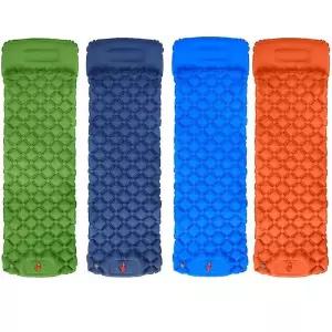 캠핑 텐트 에어 매트리스 초경량 1인용 방습 펌프 매트 내장 베개가 있는 슬리핑 패드