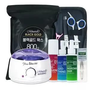 블랙골드 왁싱 풀세트 셀프왁싱 브라질리언 겨드랑이 팔 다리털 제모 워머기 가위 전후처리제X홀릭골드800g