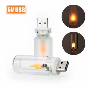 USB 불꽃 깜박이는 LED 프로스트 클리어 글라스 캔들 나이트 라이트 자동차 가정 방 노트북 PC 축제 장식용