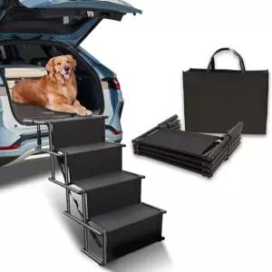 자동차용 개 계단 미끄럼 방지 표면이 있는 개용 접이식 경사로 대형견용 휴대용 트럭 200파운드 4단계