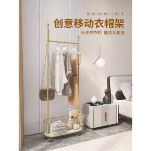 골드 옷걸이 수납함 코트걸이 스탠딩 모자 바퀴달린 철제 매장 레일 플로어 호두 행거